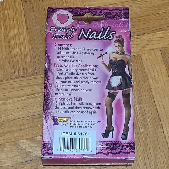*4 for $20* Reusable Press on Nails - French Maid Inspired - Picture 2 of 3